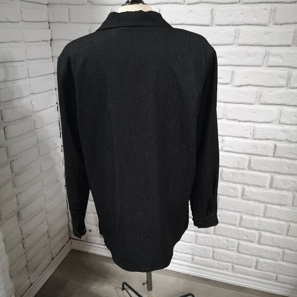 TanJay Ladies Button Front  Size Large Loose Fit Black Jean Shirt/Jacket - Picture 2 of 12